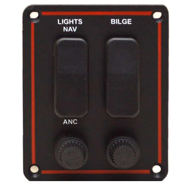 Lund Boat Fuse Switch Panel 2000406 - 3 3/4 X 3 Inch Black Red
