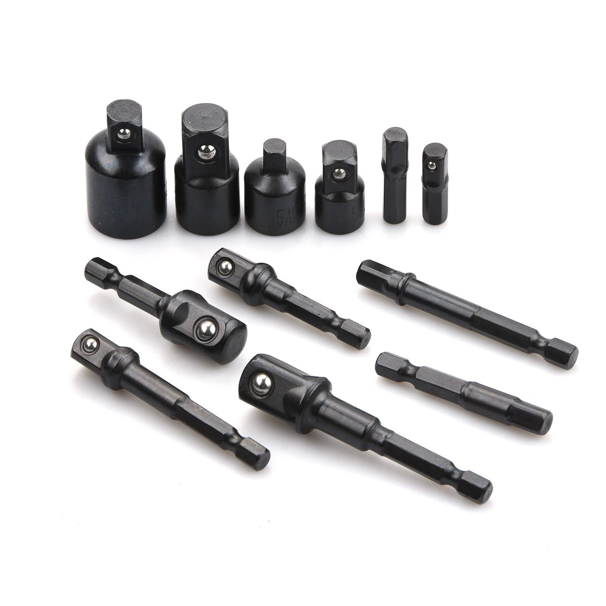 Impact Socket Adapter Set Hex Shank 1/4 3/8 1/2" Square Drive Impact Grade Kit