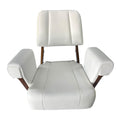 Murray Boats Teak Ladderback Helm Chair with White Cushions ( Minor Yellowing )