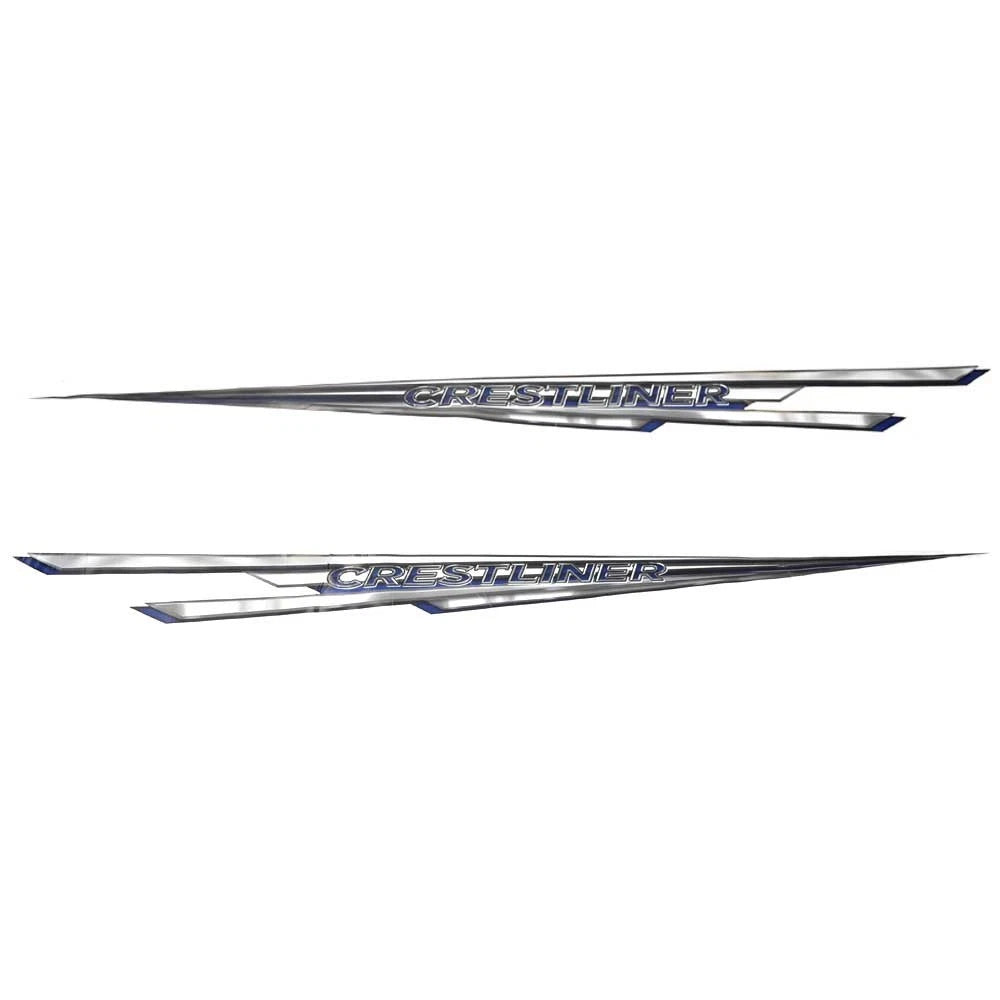 Crestliner Boat Decal 2140542 - Vision Silver Blue Stickers (set of 2)