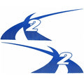 MasterCraft Boat Hull Decals 7501539 - X2 Med Blue Stickers (set of 2)