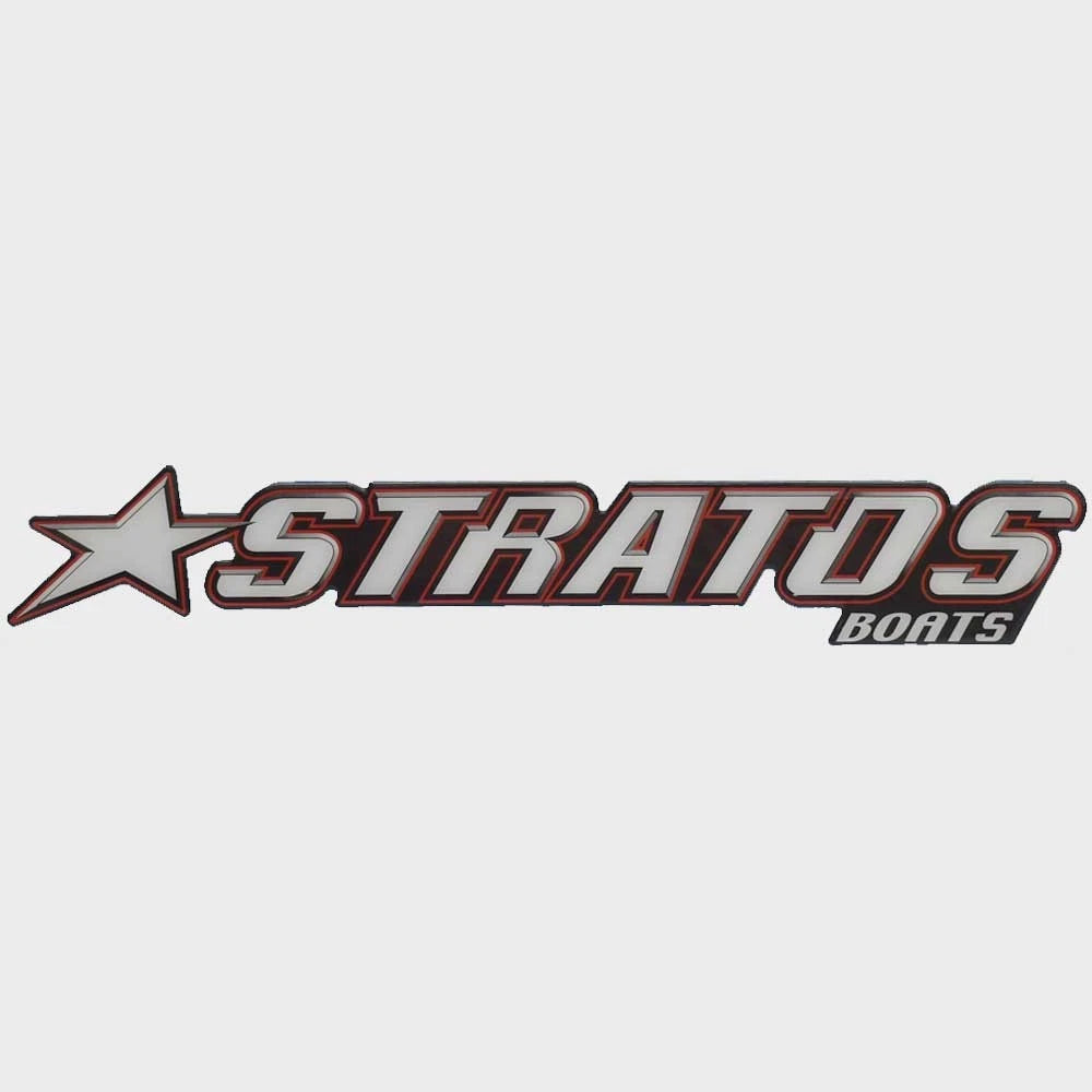 Stratos Boat Raised Emblem Decal 203902 - Black White Red Trailer Sticker