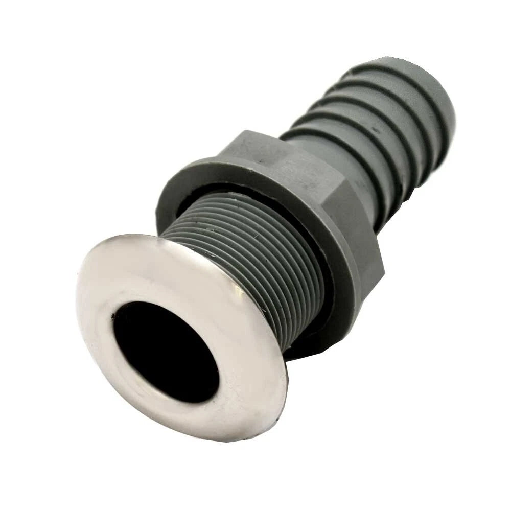 Boat Straight Thru Hull Livewell Fitting - 1 1/8 Inch Polished