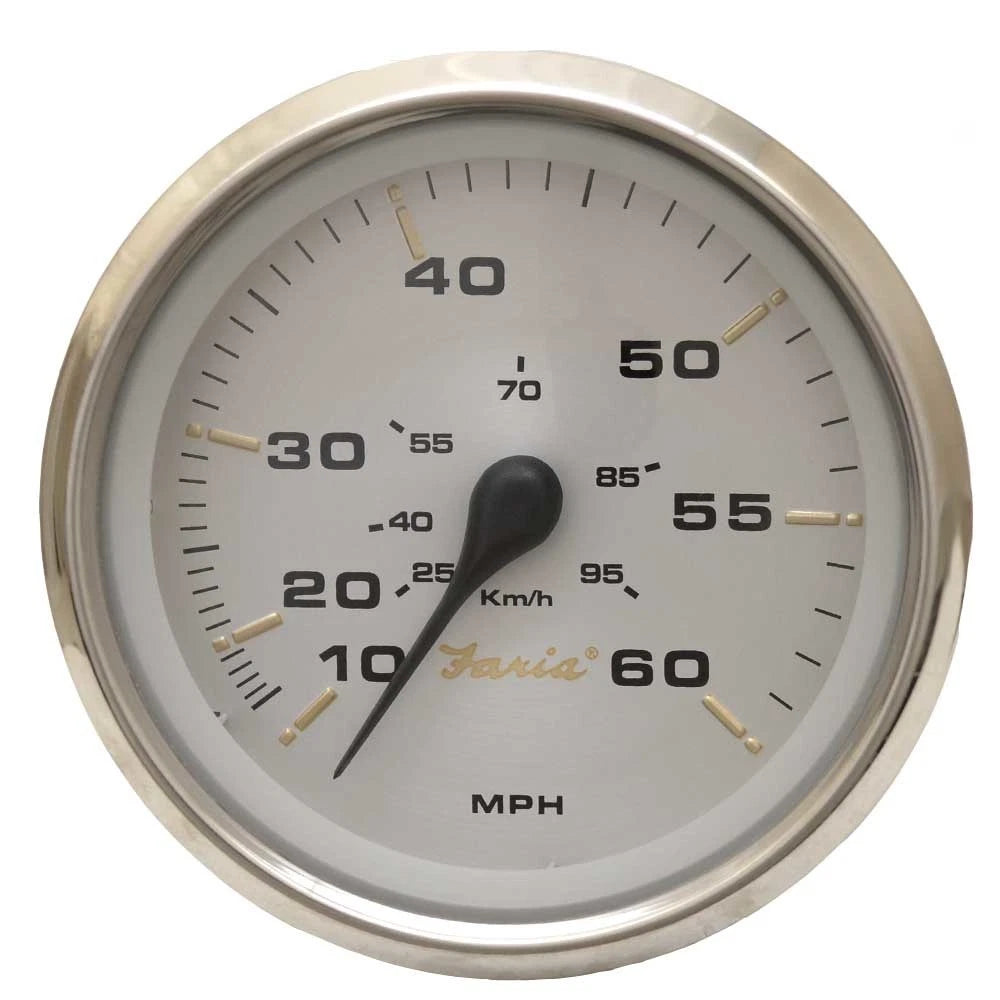 Faria Boat Speedometer Gauge SE9870A - Kronos Silver 3 1/4 Inch