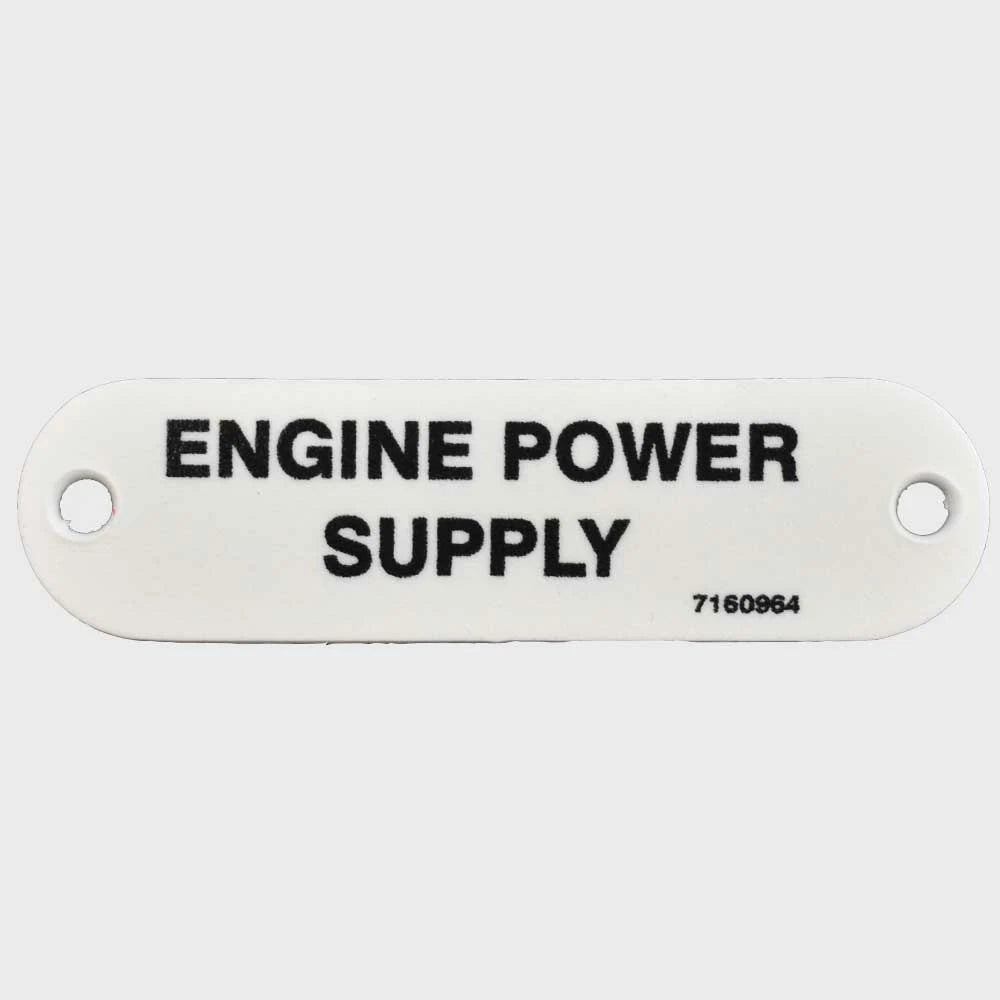 Carver Boat Power Supply Label 7160964 - Engine 2 3/4 Inch White Plastic