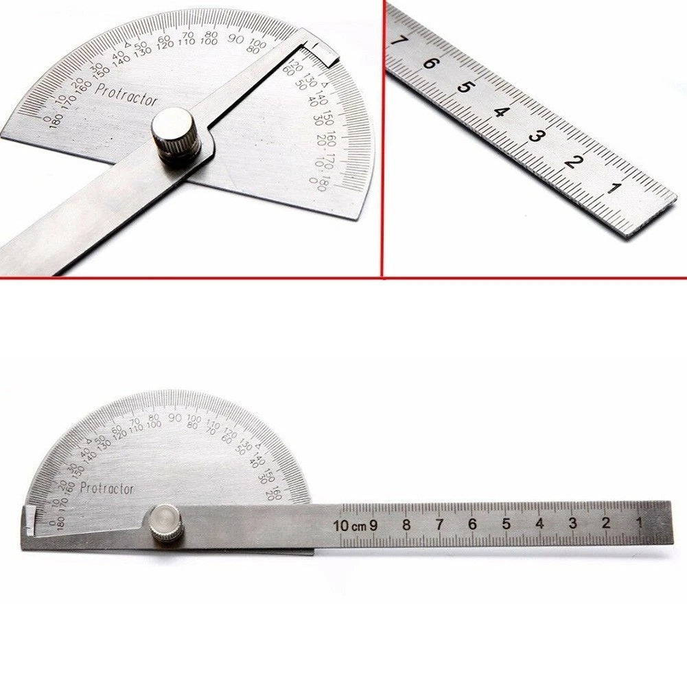 For Sae Protractor 0-180° Rotary Angle Finder-Stainle Ss Steel Machinist Ruler