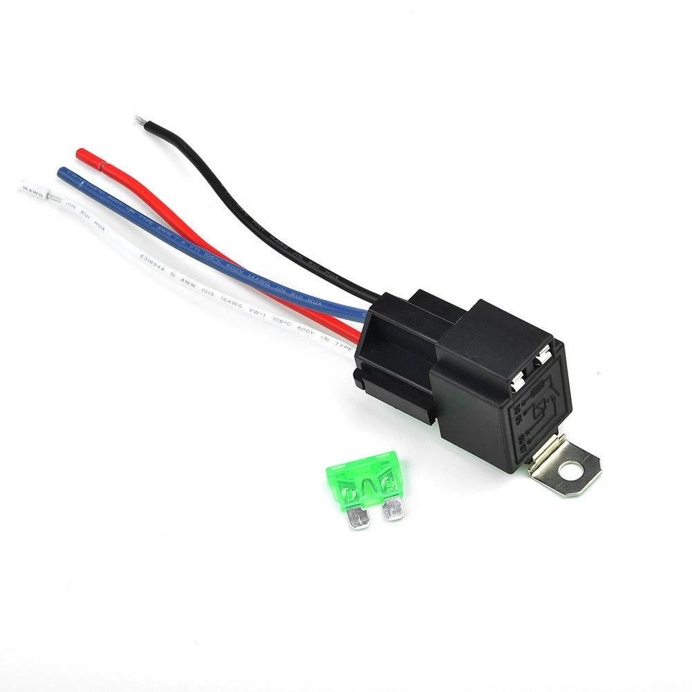 12V Relay 4 Pin with Socket Base/Wires/Fus E Included 30A Amp SPST