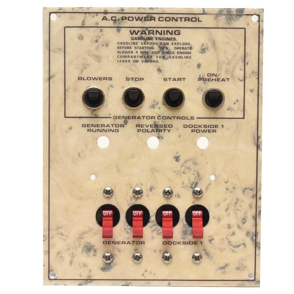 Westerbeke Boat AC Power Generator Control Panel - Aluminum Marble