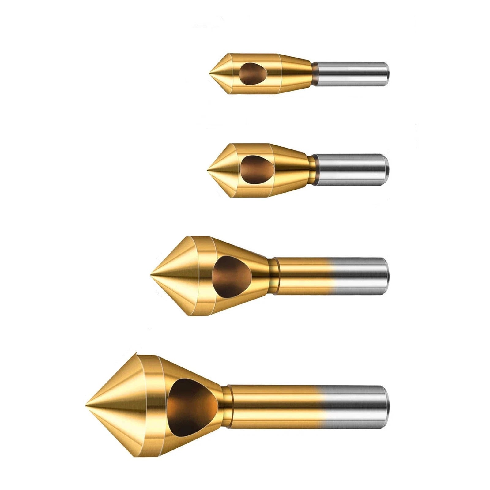 4 PCS Chamfer Countersink Bits for Woodworking Metal Plastic Deburring Tool