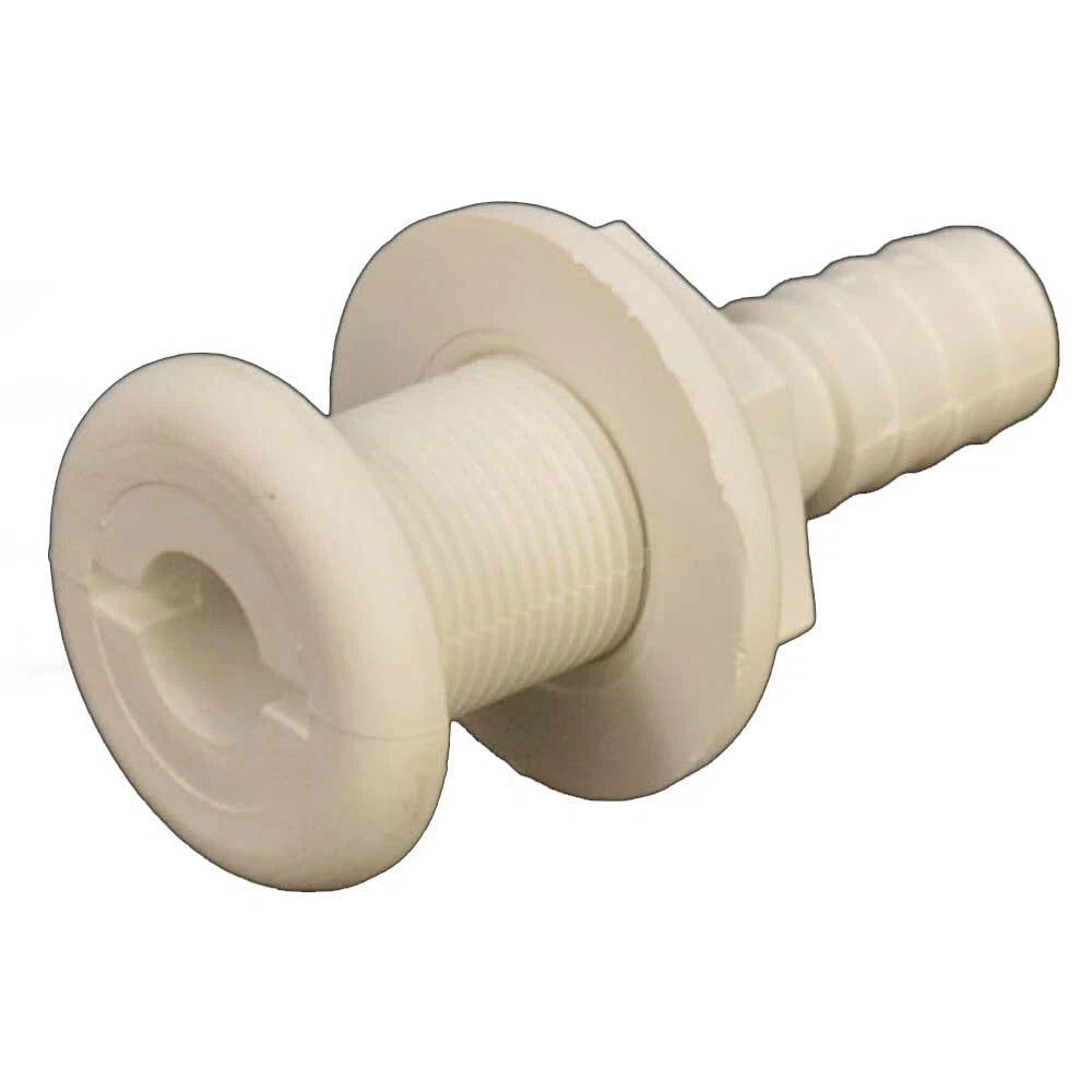 Doral Boat Thru Hull - 1 Inch White Cutout 3/4 Inch Hose Fitting