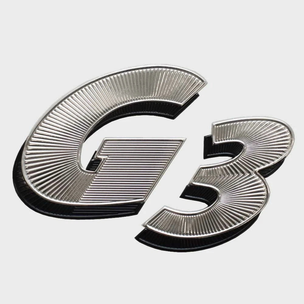 G3 Boat Iron-On Emblem Applique - Silver Black Textured