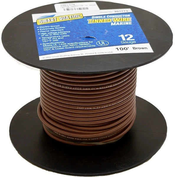 Smart Boat Marine Wire 201773 - 12 AWG Brown Tinned Copper (100 FT)
