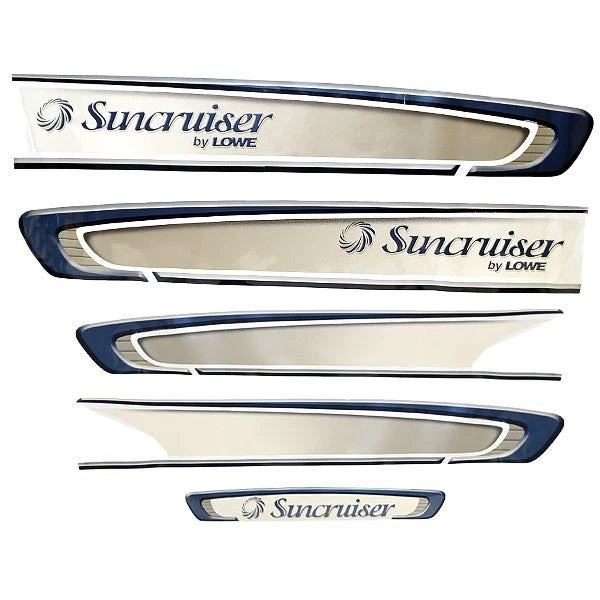 Lowe Suncruiser Boat Decals 140226 - Blue Off White (set of 5)