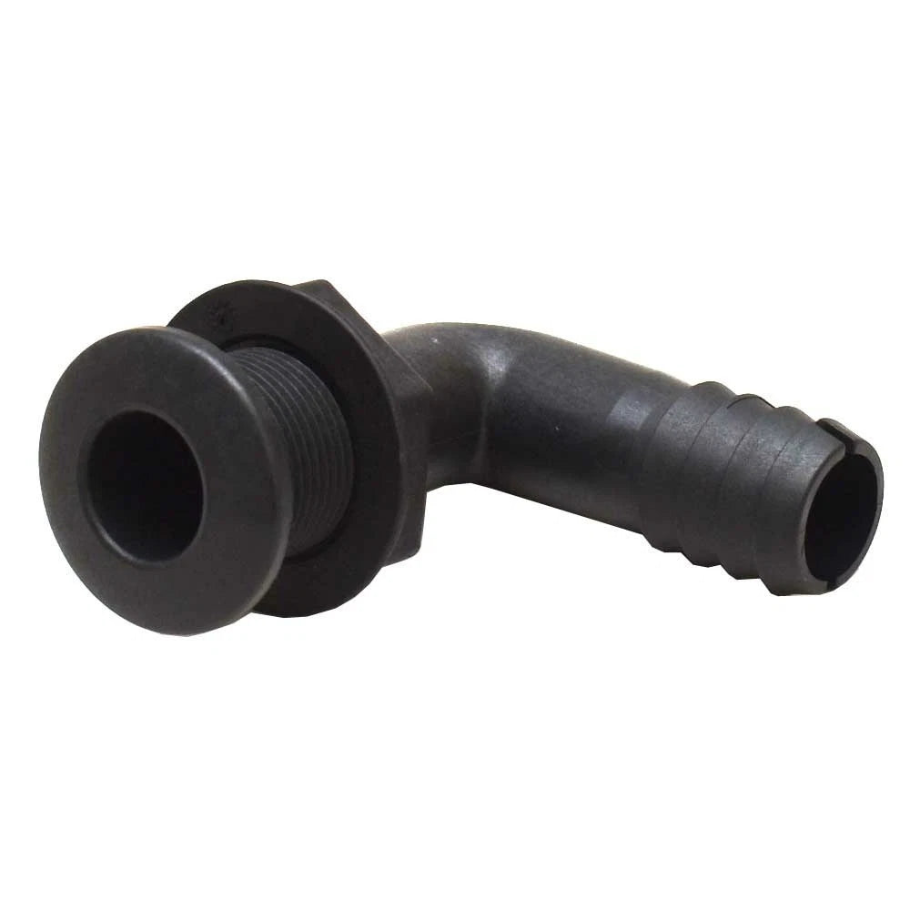 Whitecap Boat Thru Hull 3810B - 90 Degree 1 1/8 Inch Black Nylon