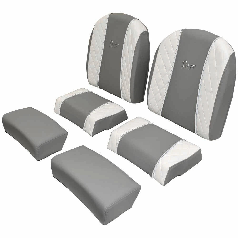 Ranger Boat Leaning Post Seat Cushions - 2510 Bay Gray White (6 PC)
