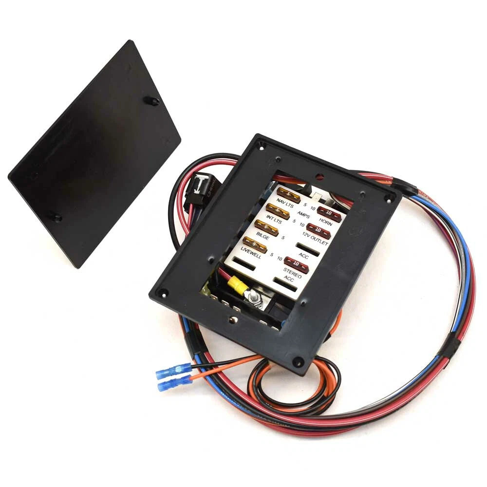 Lund Boat Fuse Block Panel 2280331 - 10-Position Black Plastic