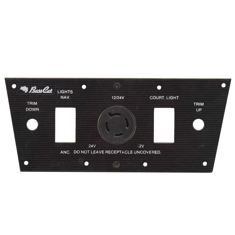 Bass CAT Boat Blank Panel with Receptacle - Black 9 3/8 X 4 Inch