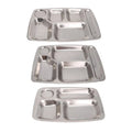 Stainless Steel 4/5/6 Compartment Dish Indian Thali Plate Dish BBQ Camping