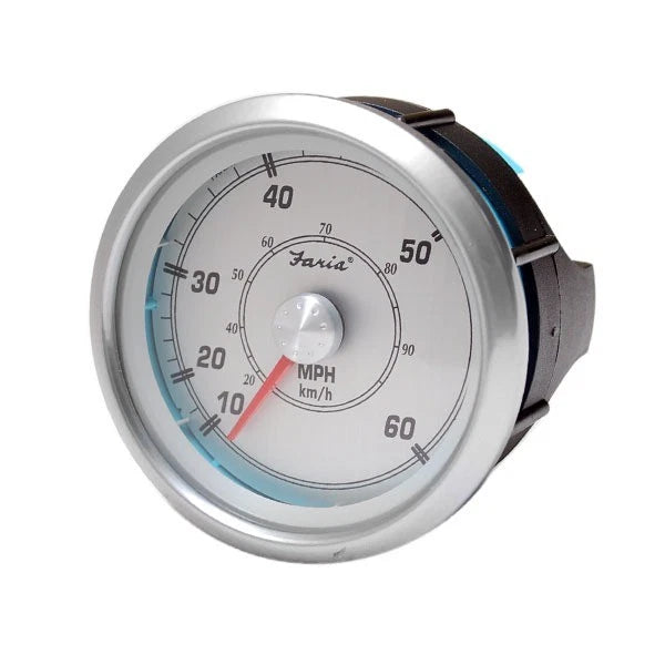 Faria Boat Speedometer Gauge SE9946A - 3 1/4 Inch Silver 60 MPH