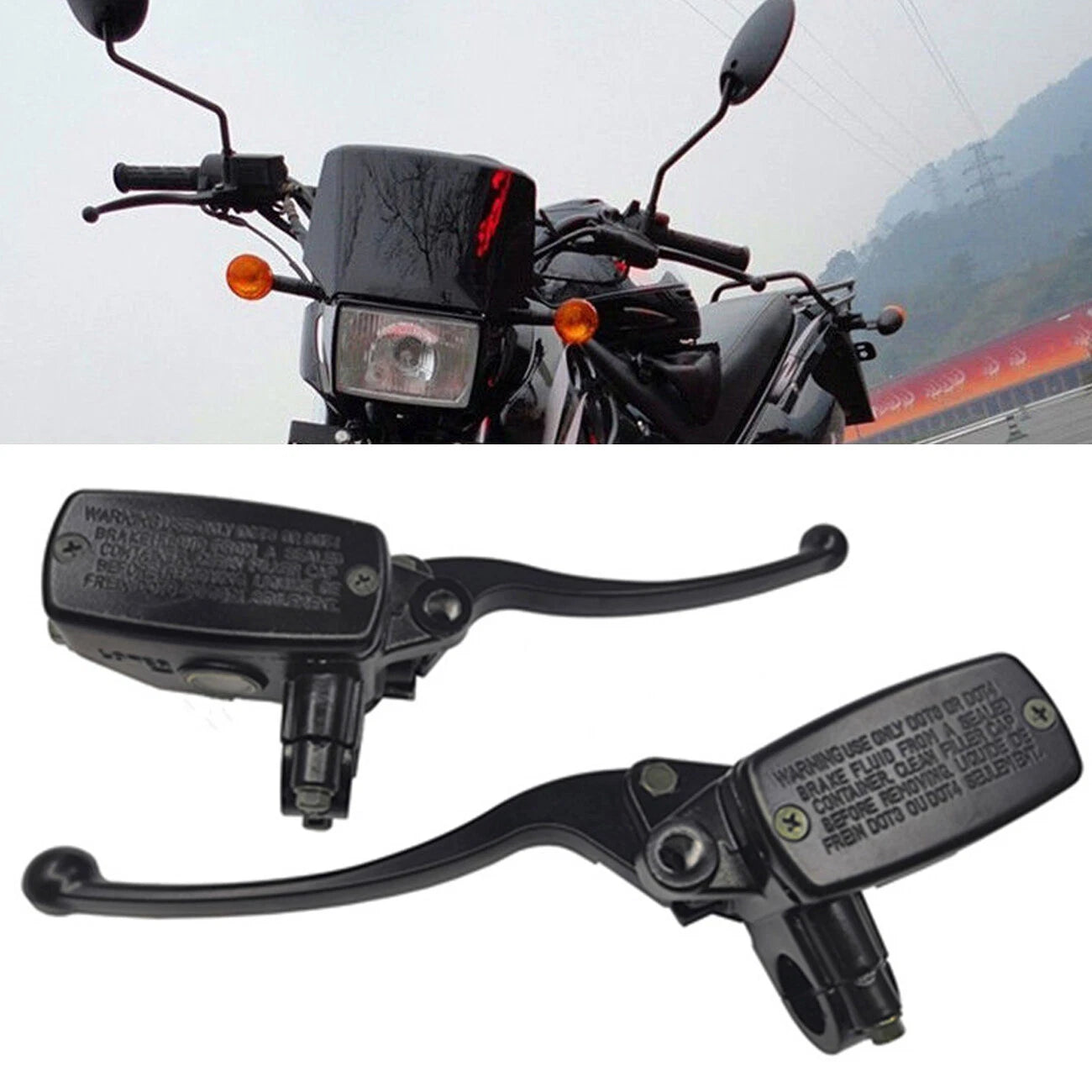Motorcycle 78” Handlebar Hydraulic Brake Control Master Cylinder & Clutch Lever