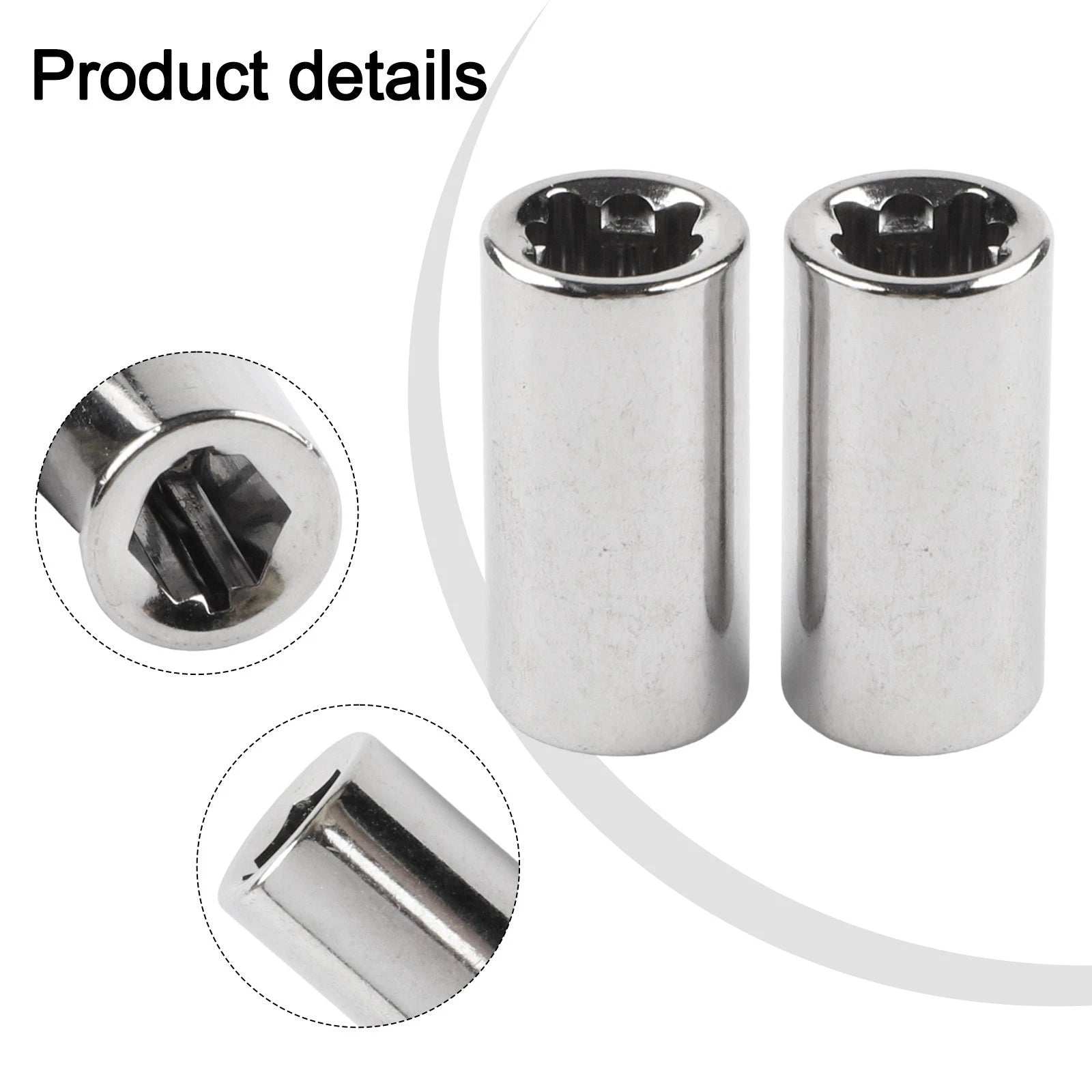 2PCS 14 Inch Socket Bit Adapter Square Drive to 14 Hex Converter Silver Color