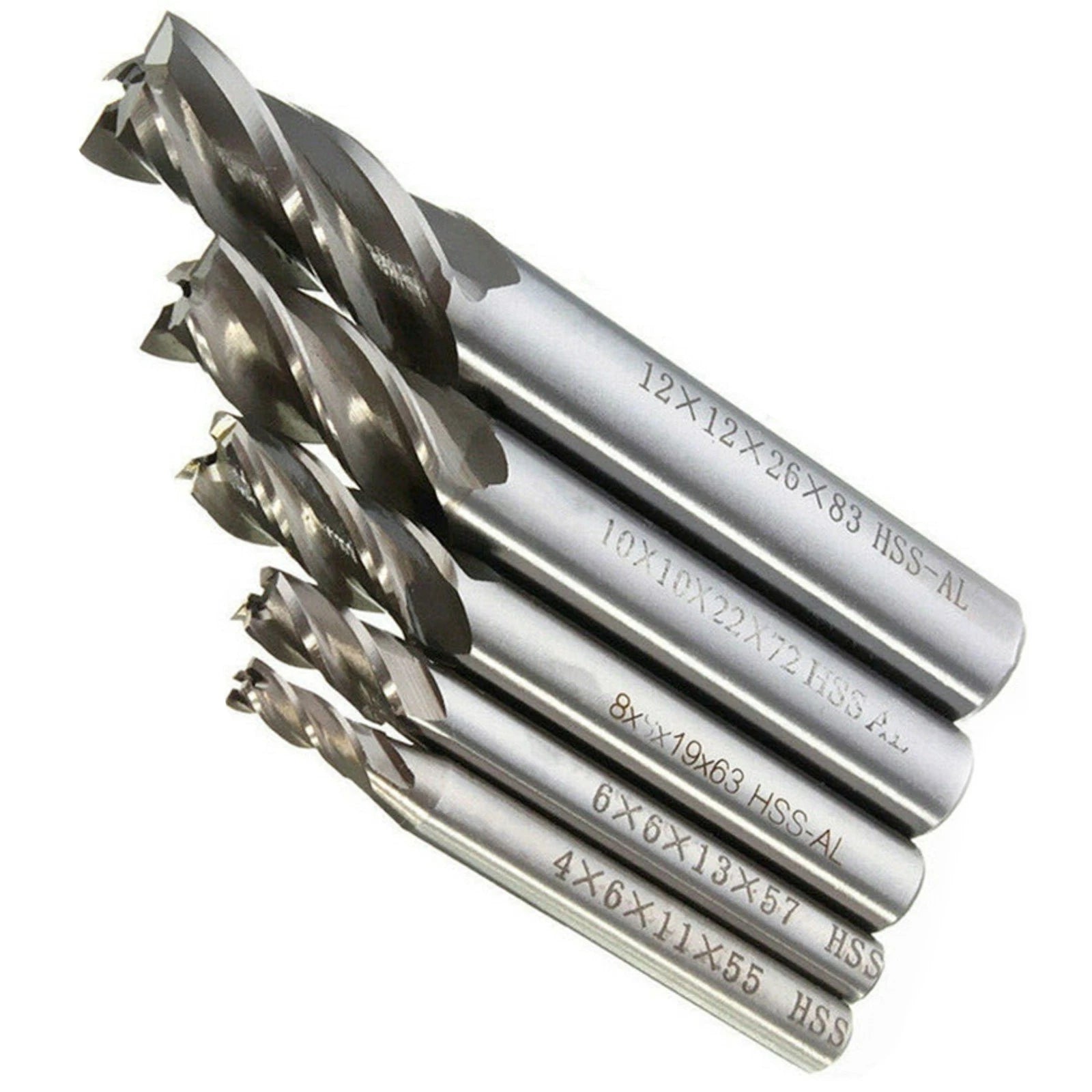 5Pcs CNC Straight Drill Bits HSS Shank 4 Flutes Engraving Milling Cutters C