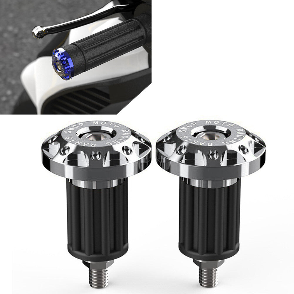 7/8'' Motorcycle Dirt Bike CNC Handlebar Grips End Cap Plug Slider Silver