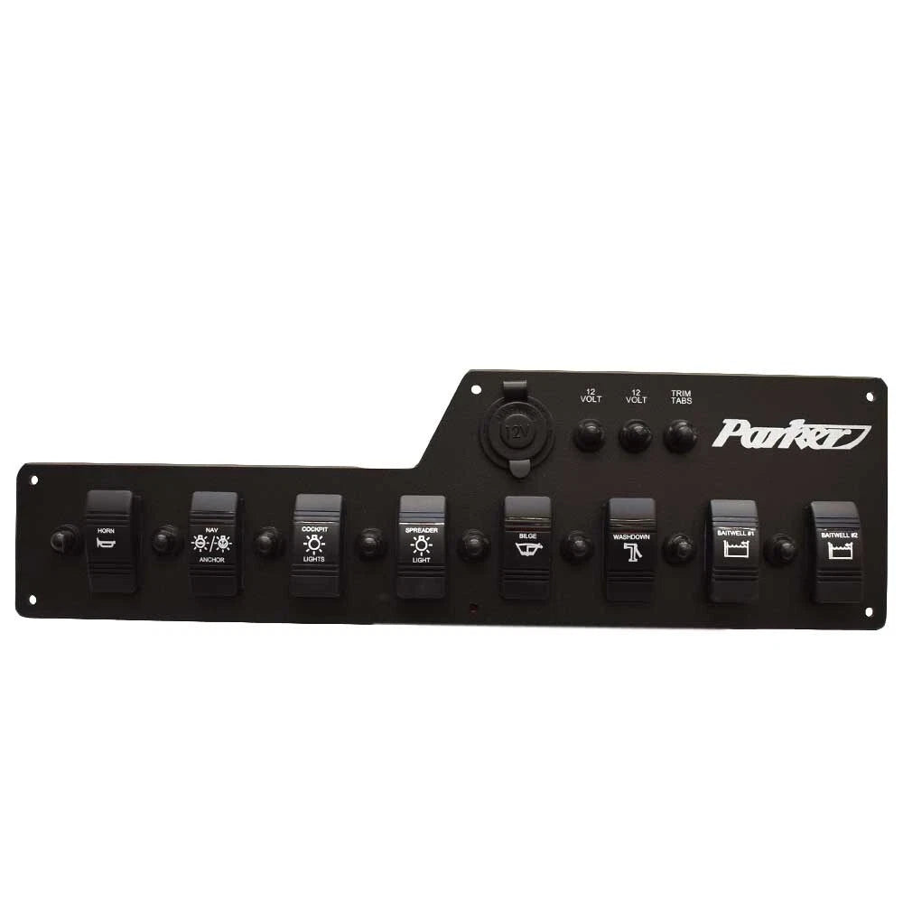 Parker Boat Switch Panel 222-05649-P - 16 3/4 X 4 7/8 Inch Black
