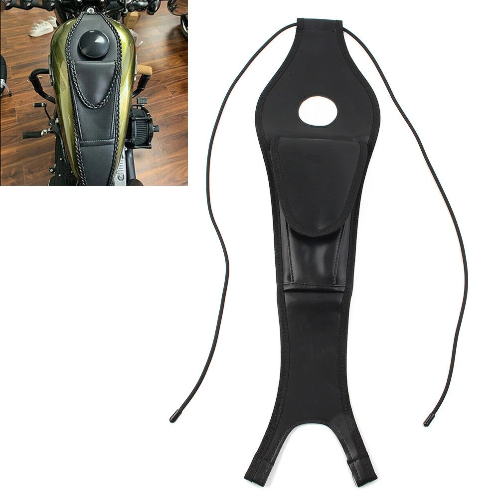Black PU Leather Fuel Tank Bib with Pouch for Harley Sportster 1200 2004/Later