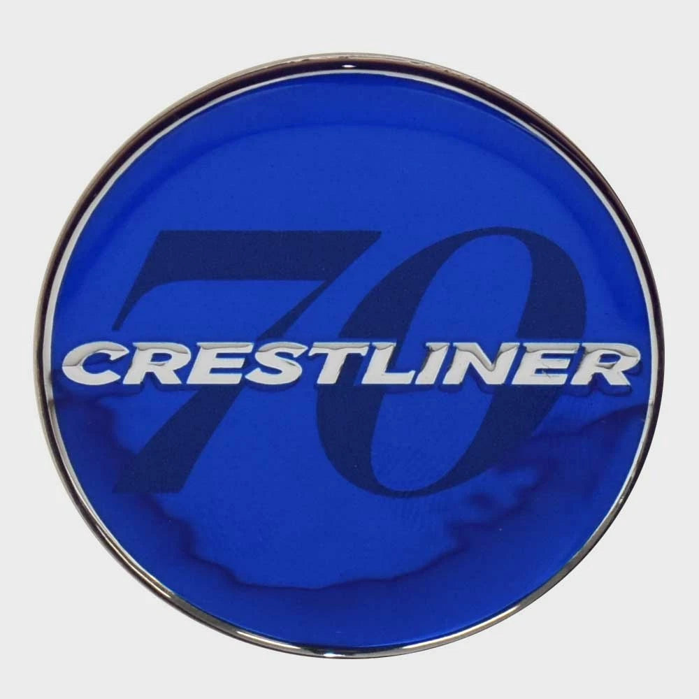 Crestliner Boat Steering Wheel Decal 2203222 - Raised Emblem 70th Sticker Blue