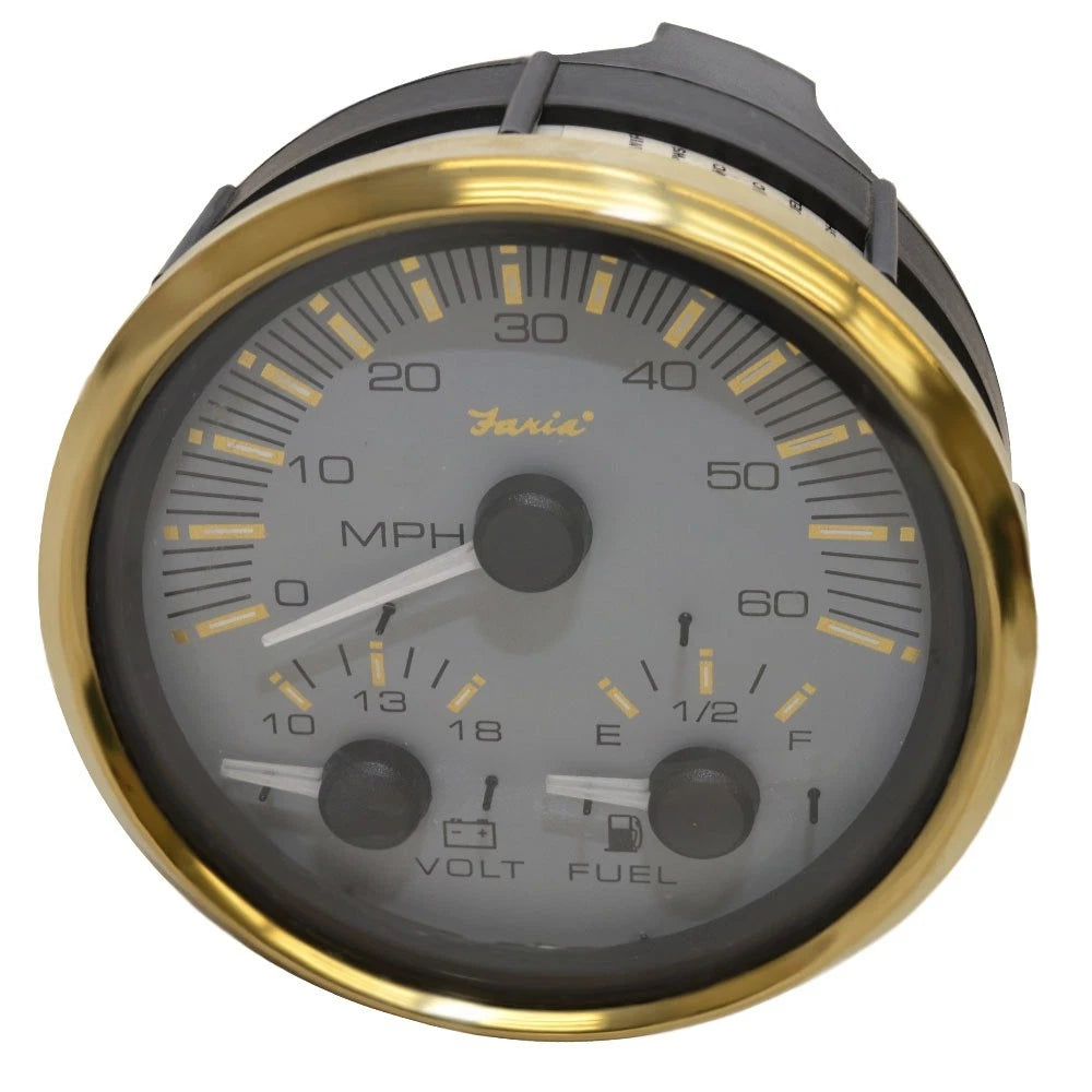 Faria Boat Multi-Function Gauge GS2003B - Speedo Fuel Volt 4 1/4 Inch