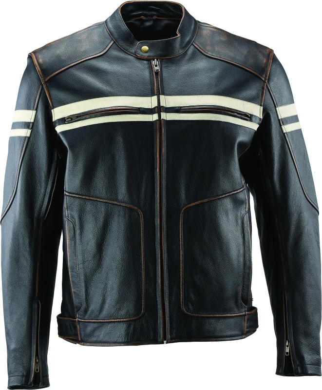 Kuryakyn River Road Hoodlum Vintage Leather Motorcycle Jacket Large