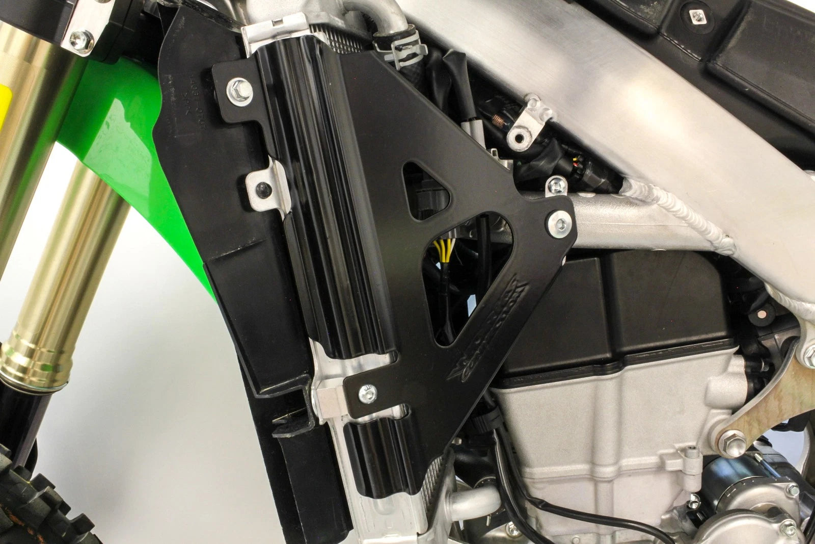 WORKS Radiator Braces Black for Kawasaki KX450F & KX250F (2019-2023)