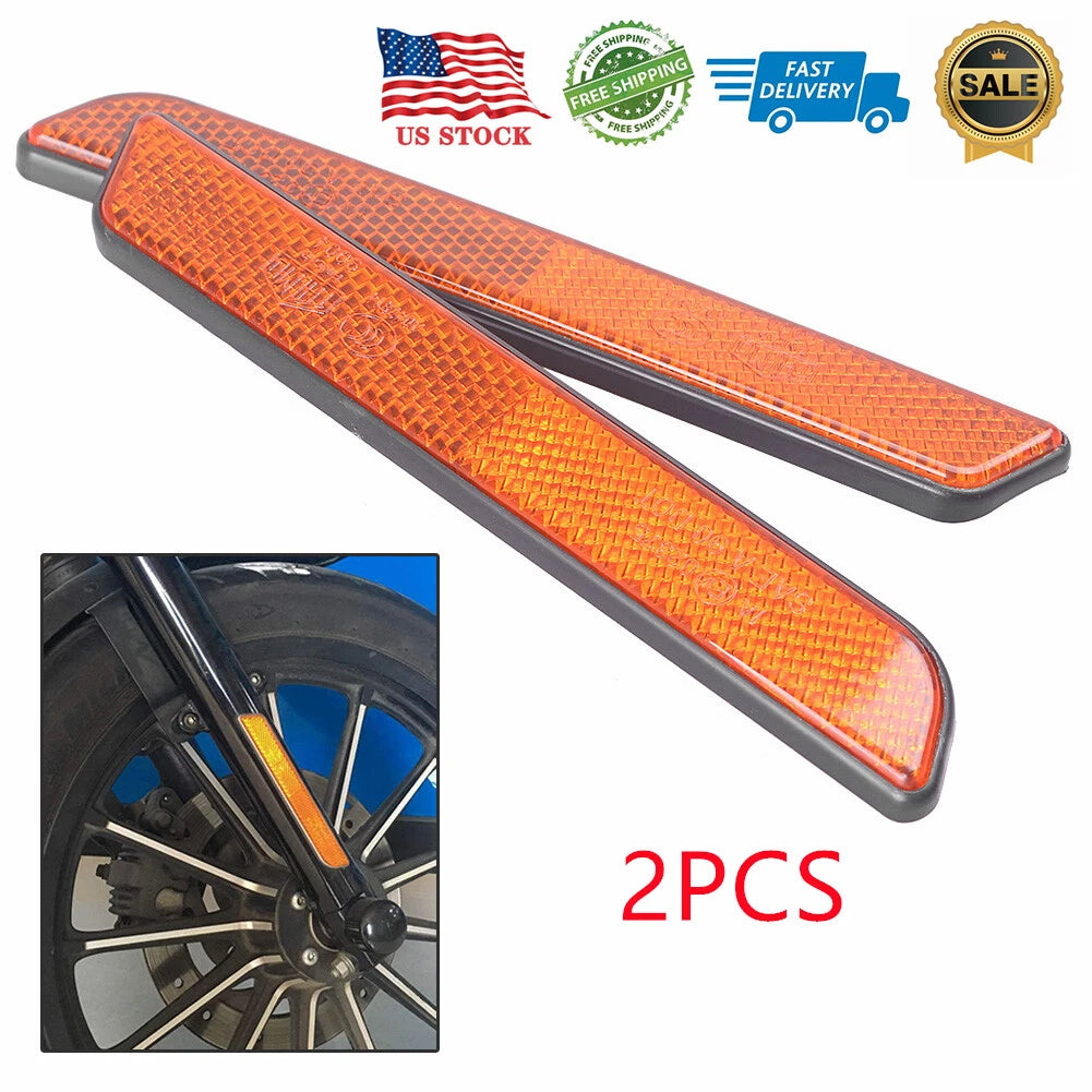Front Fork Reflectors for Harley Touring Lower Legs Sliders Dyna Glide Orange
