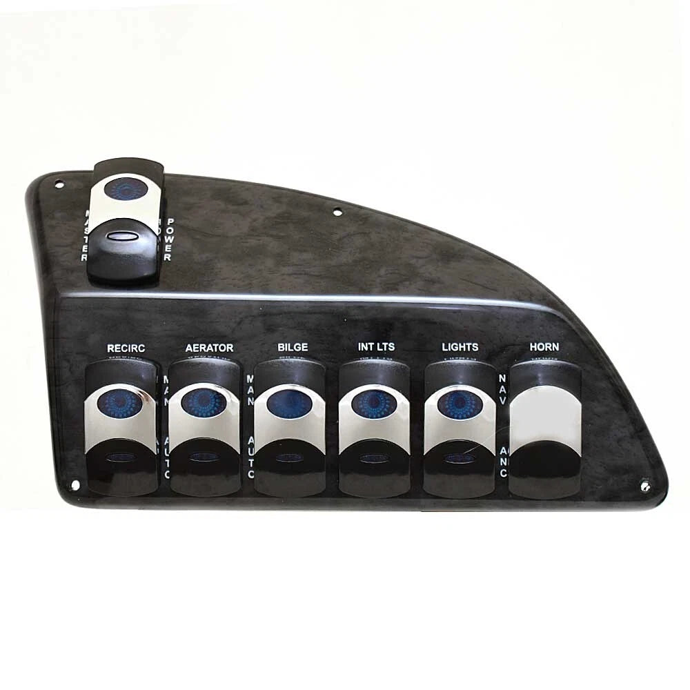 Lund Boat Switch Panel 2154850 - 9 1/4 X 5 Inch Black Woodgrain