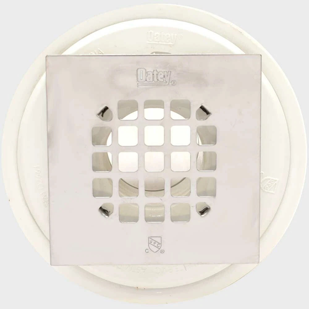 Oatey Boat Shower Drain 42237 - 2 3/4 Inch Square PVC White