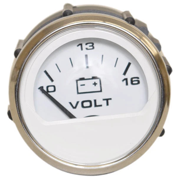 Faria Boat Volt Meter Gauge VPC906A - White - Silver 2 Inch