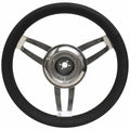 UFlex Boat Foscari Steering Wheel - 6-Spoke Black Stainless
