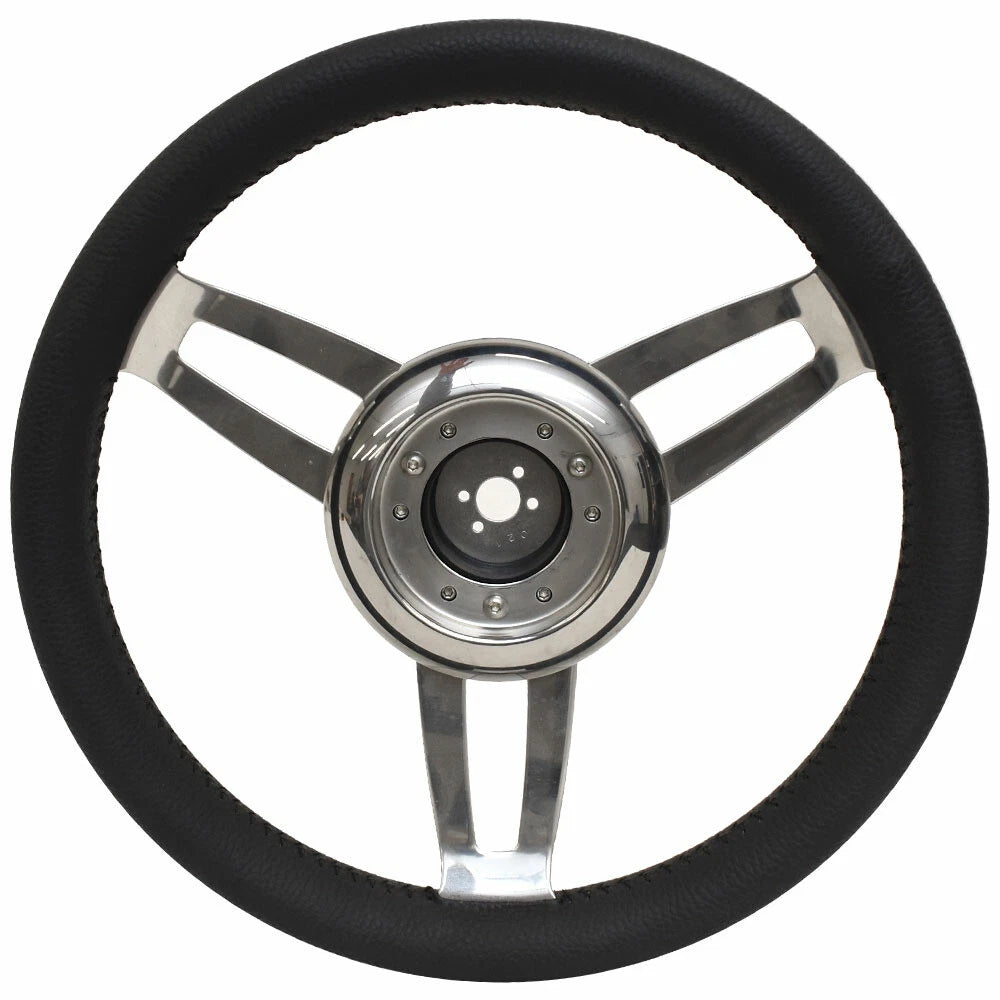 UFlex Boat Foscari Steering Wheel - 6-Spoke Black Stainless