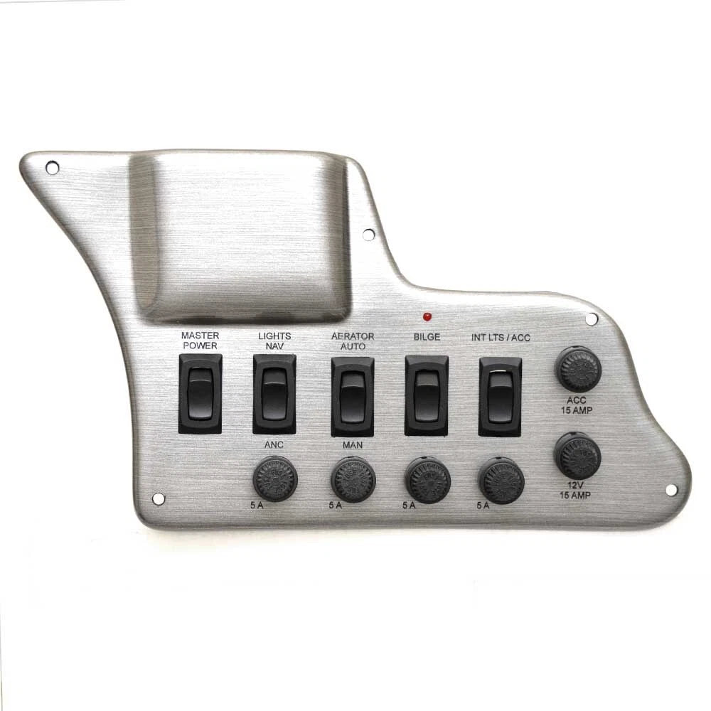 Lund Boat Switch Panel 2158974 - with Fuses 10 1/4 X 5 7/8 Inch Silver