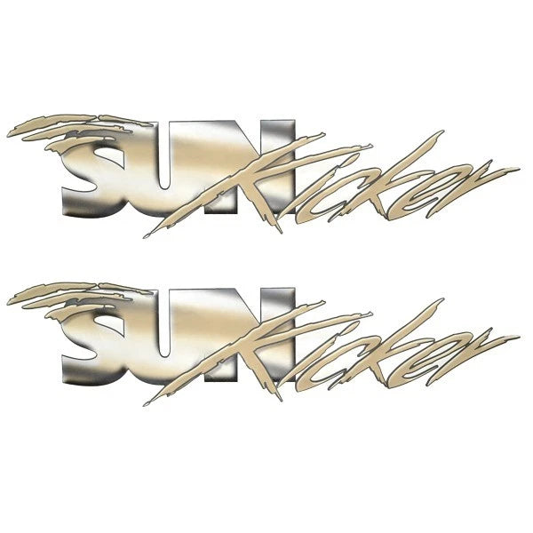 Malibu Boat Logo Decals 187613 - Sun Kicker Neutral Stickers (pair)