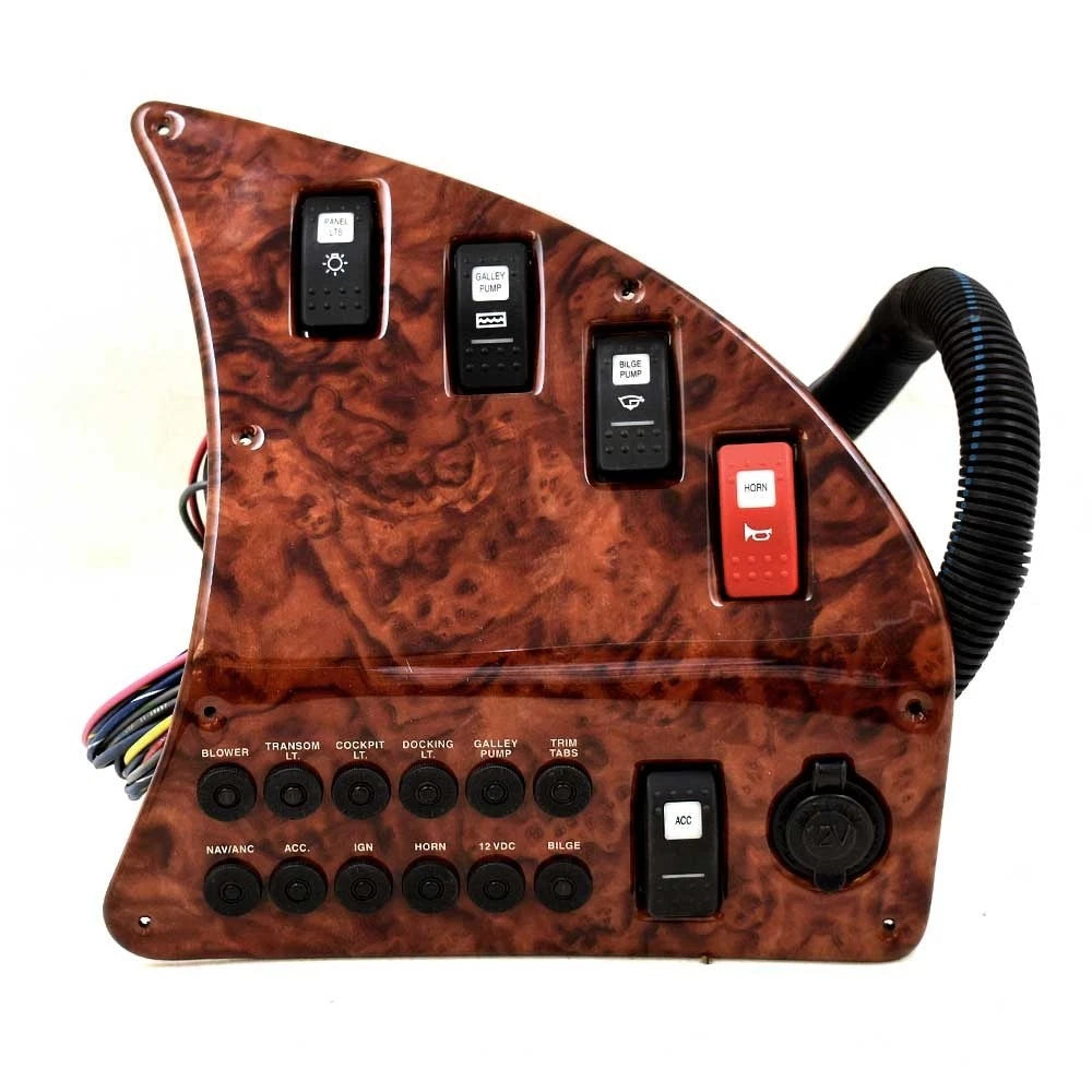 Boat Circuit Breaker Panel 206492E - 10 5/8 X 10 3/8 Inch Woodgrain