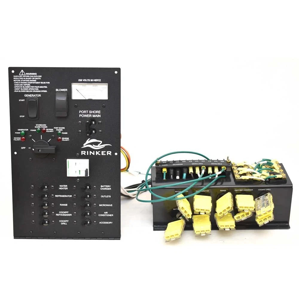 Rinker Boat Breaker Panel 72472 - 220V Black Aluminum 14 3/8 Inch