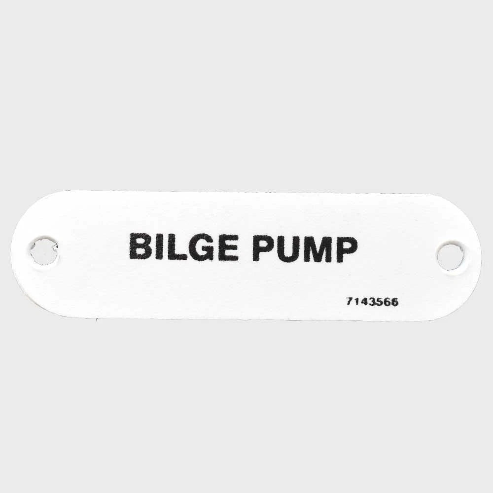 Carver Boat Bilge Pump Label 7143566 - 2 3/4 Inch White Plastic