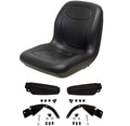 Black High Back Seat with Flip Up Arm Rests Fits Komatsu