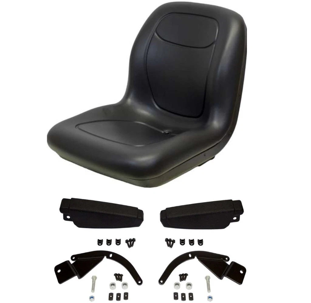 Black High Back Seat with Flip Up Arm Rests Fits Komatsu
