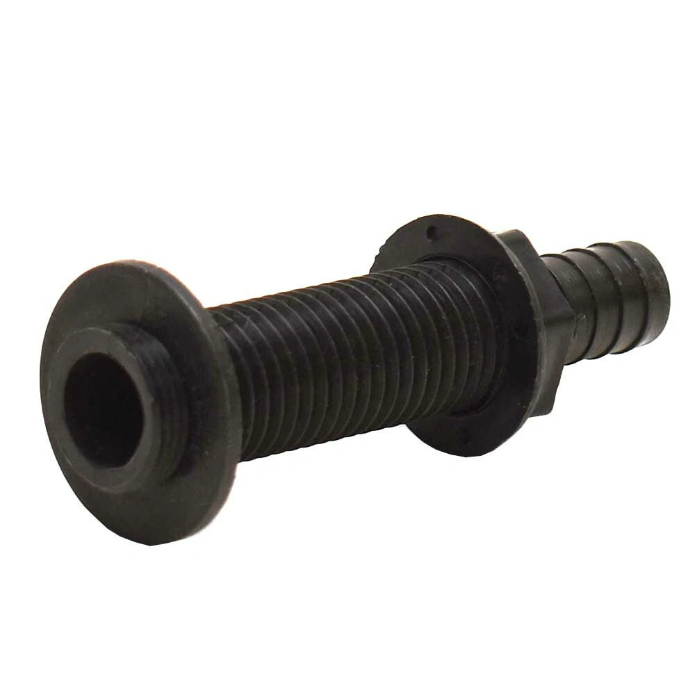 Tracker Boat Thru Hull Connector - Black Plastic 3/4 Inch Barbed