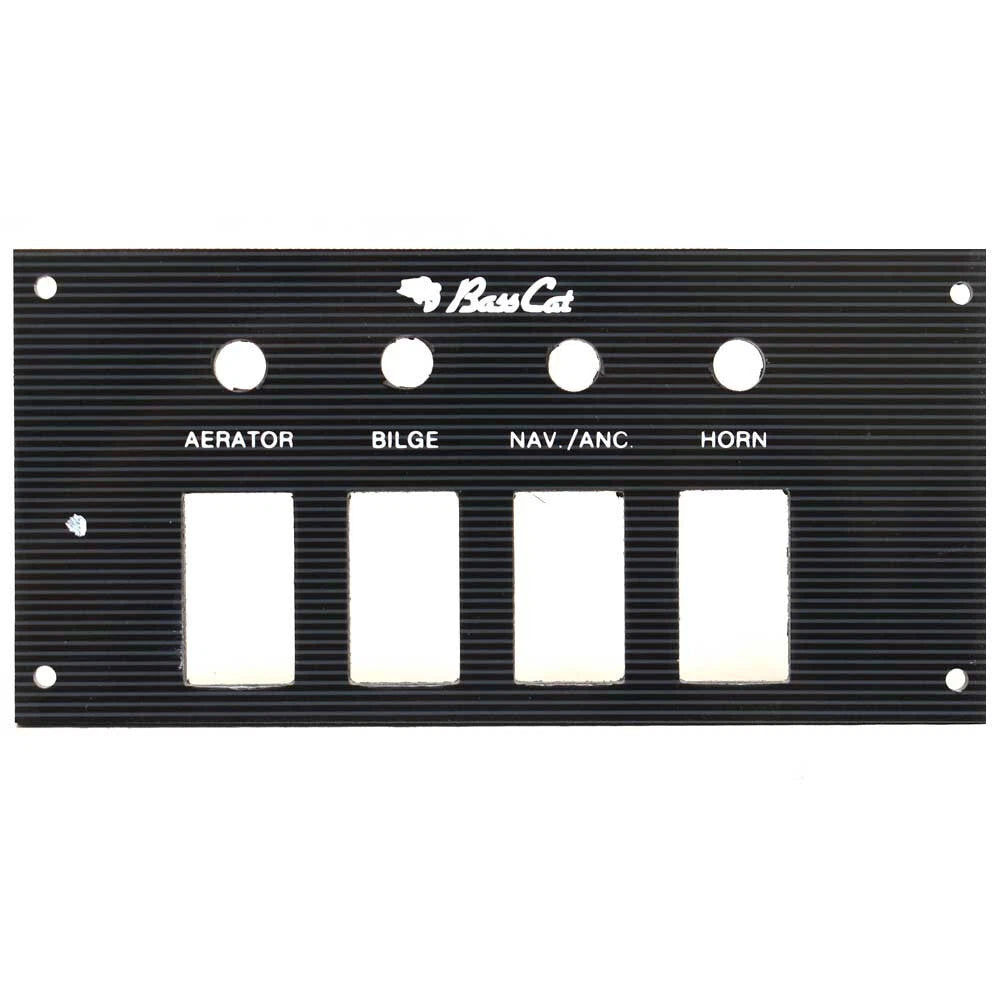 Bass CAT Boat Blank Switch Panel - Aerator Bilge Lights Black with Lines