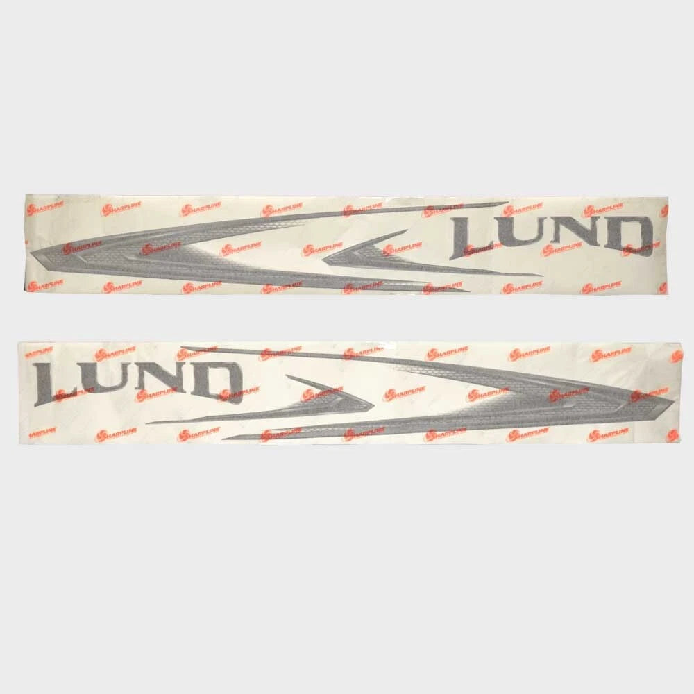 Lund Boat Graphic Decals 2338900 - Metallic Silver Black (set of 2)