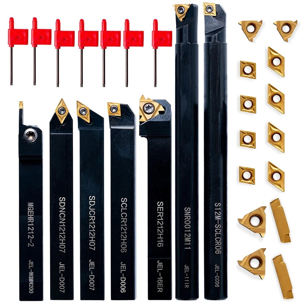 Lathe Threading Tool Bit Set 21pcs Includes Turning Holders and Inserts